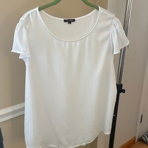 Papermoon White Short Sleeve Scoop Neck Blouse